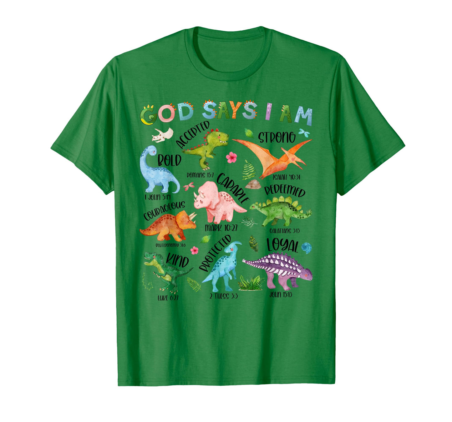 God Says I Am Dinosaur Lover Bible Verse Kids Toddler Boys T-Shirt