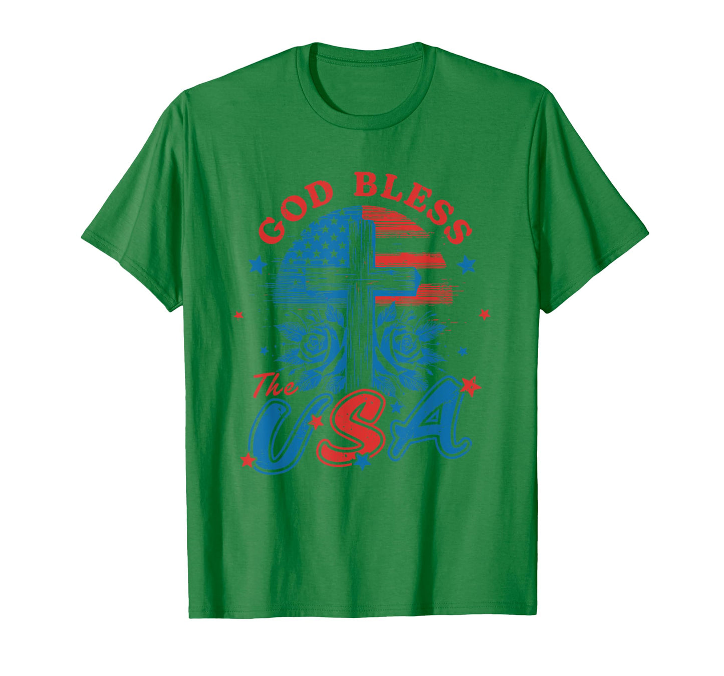 God Bless The USA - Patriotic USA Flag Christian 4th of July T-Shirt