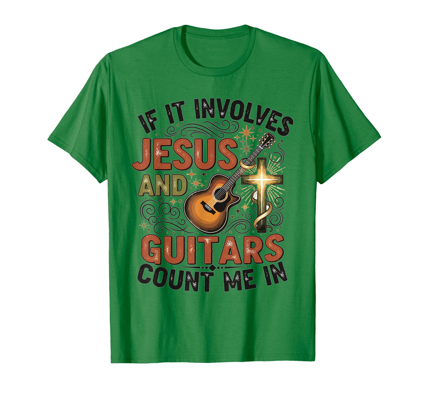 If It Involves Jesus and Guitars Retro Christian Music Lover T-Shirt