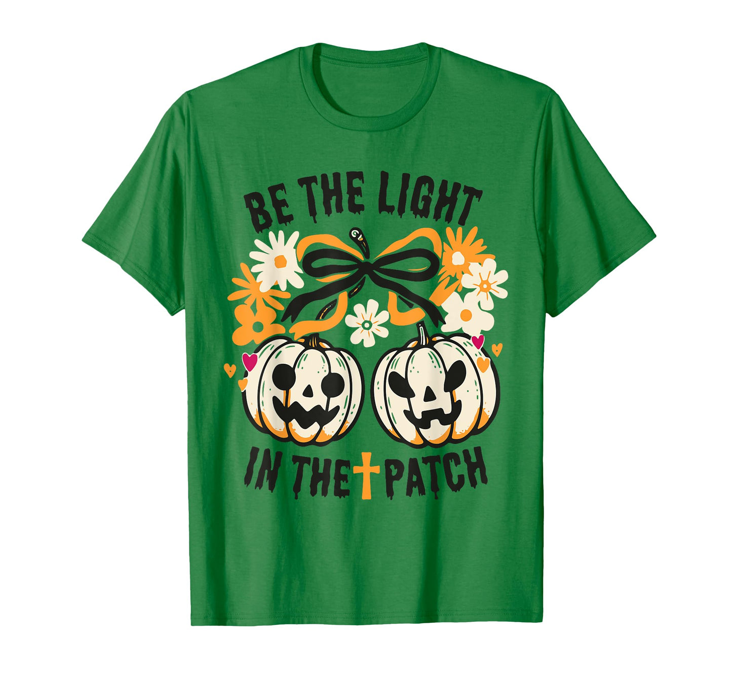 Be The Light in The Patch Pumpkin Bow Christian Halloween T-Shirt
