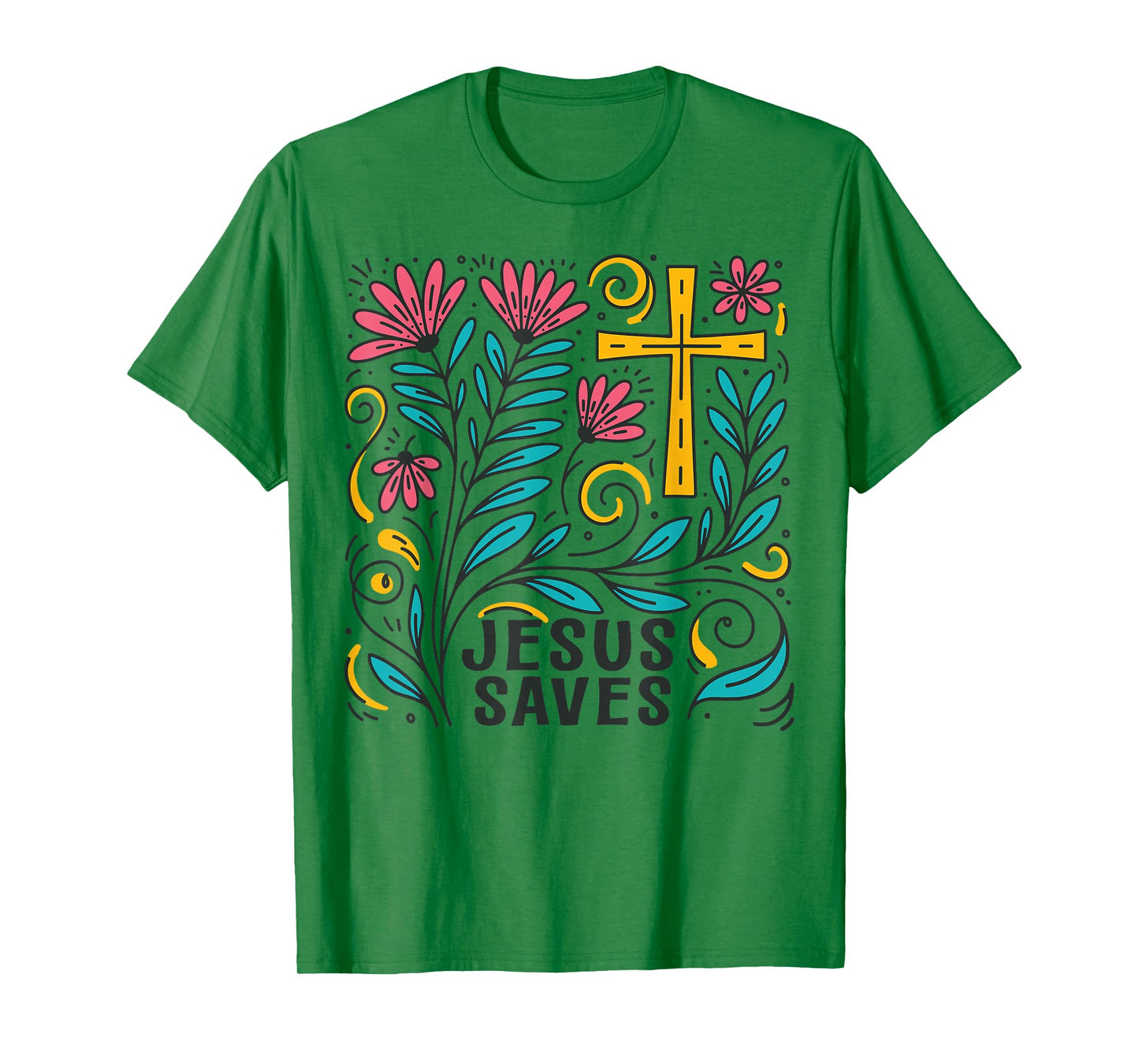 Jesus Saves Christian Cross God Faith Bible Religious Pray T-Shirt