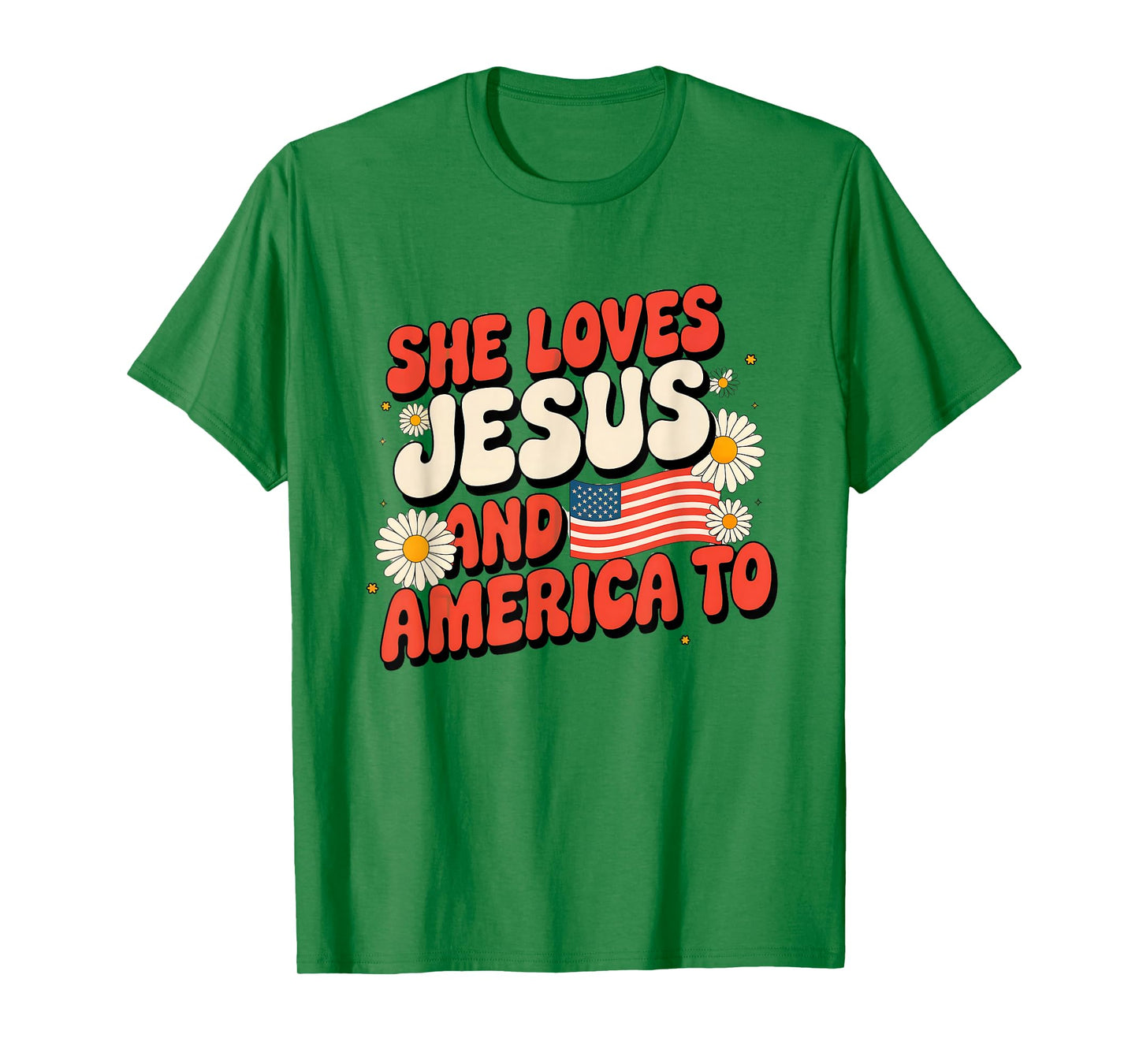 She Loves Jesus and America Too Patriotic Tee T-Shirt