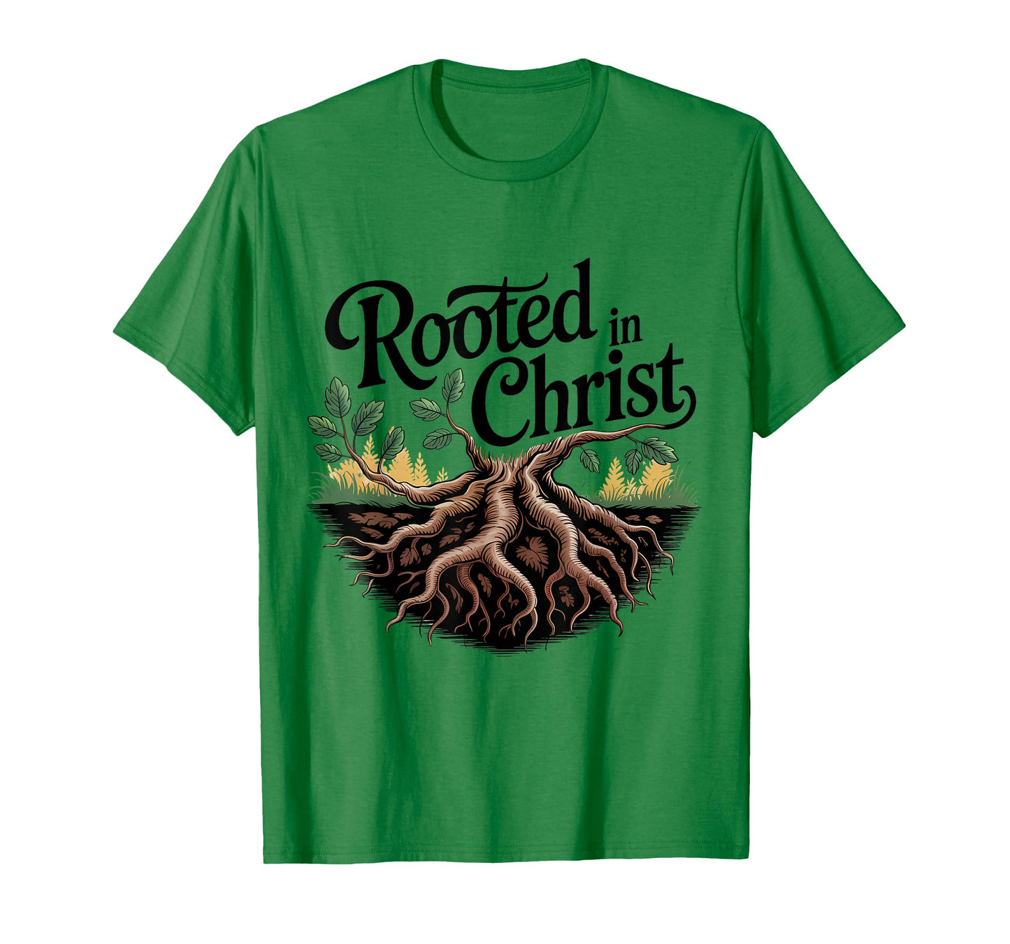 Rooted in Christ Jesus Christian Faith Cross T-Shirt