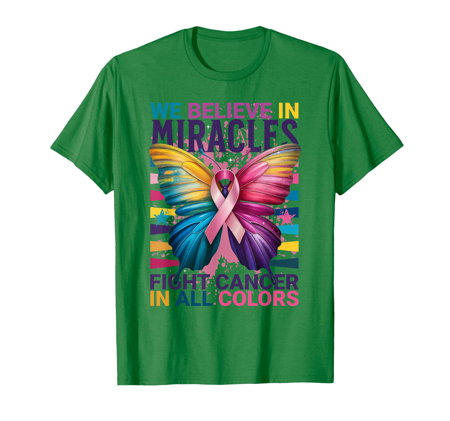 Miracles Cancer Awareness Butterfly Ribbon Colors Hope T-Shirt