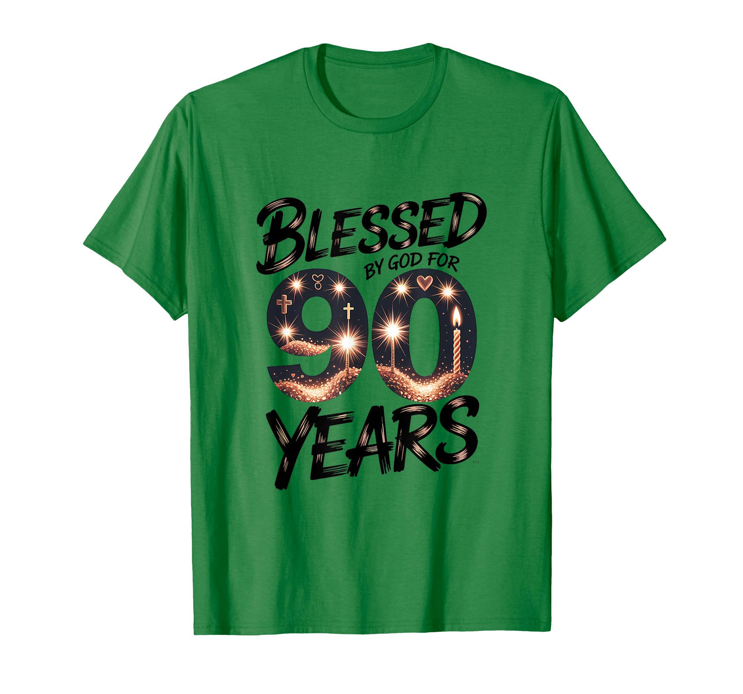 Blessed by God for 90 Years Religious Themed 90th Birthday T-Shirt