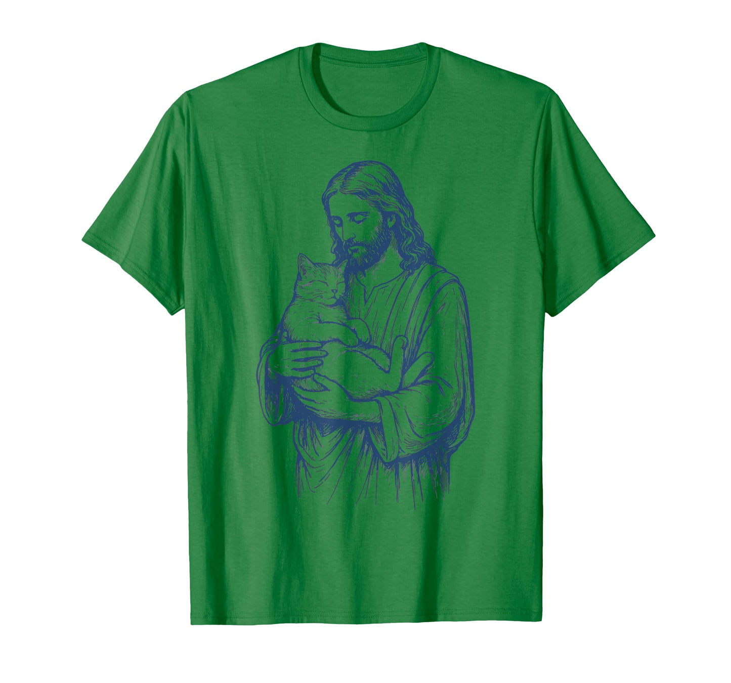 Jesus Holding Cat Men Women T-Shirt