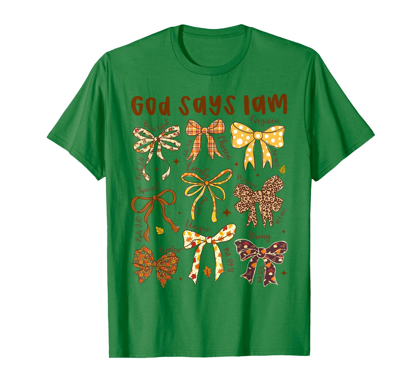 God Says I Am Fall Coquette Bow Thanksgiving Christian Women T-Shirt