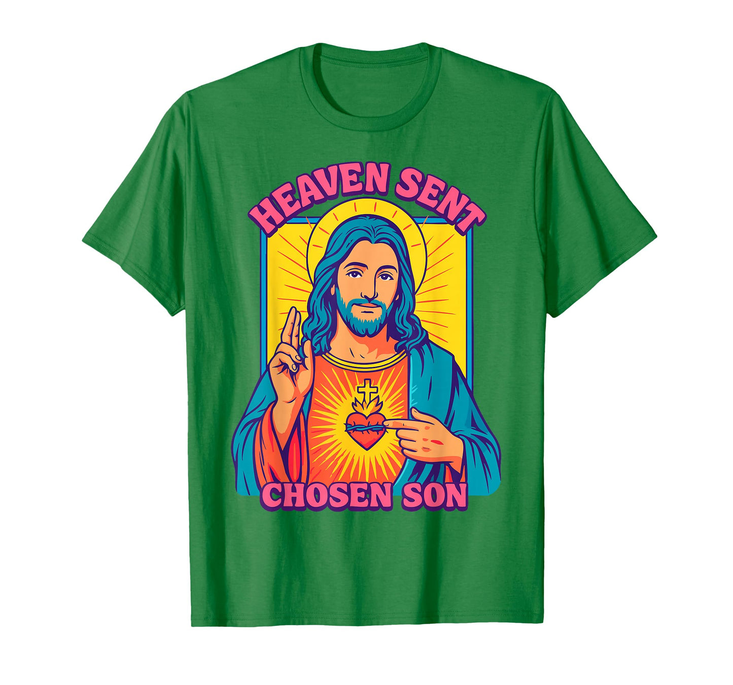 Anime Manga Jesus Sacred Heart Christian Pop Art Yellow T-Shirt