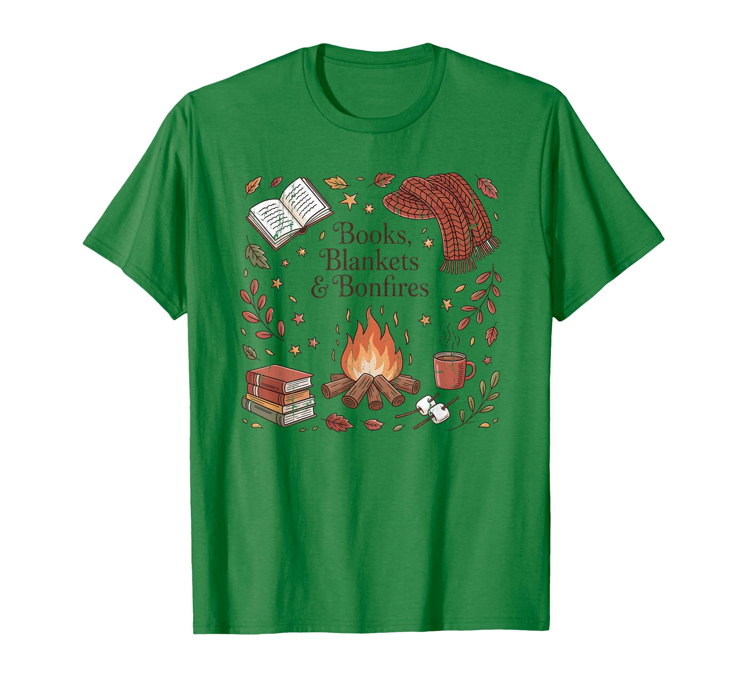 Books Blankets and Bonfires, Cozy Season, Autumn Campfire T-Shirt