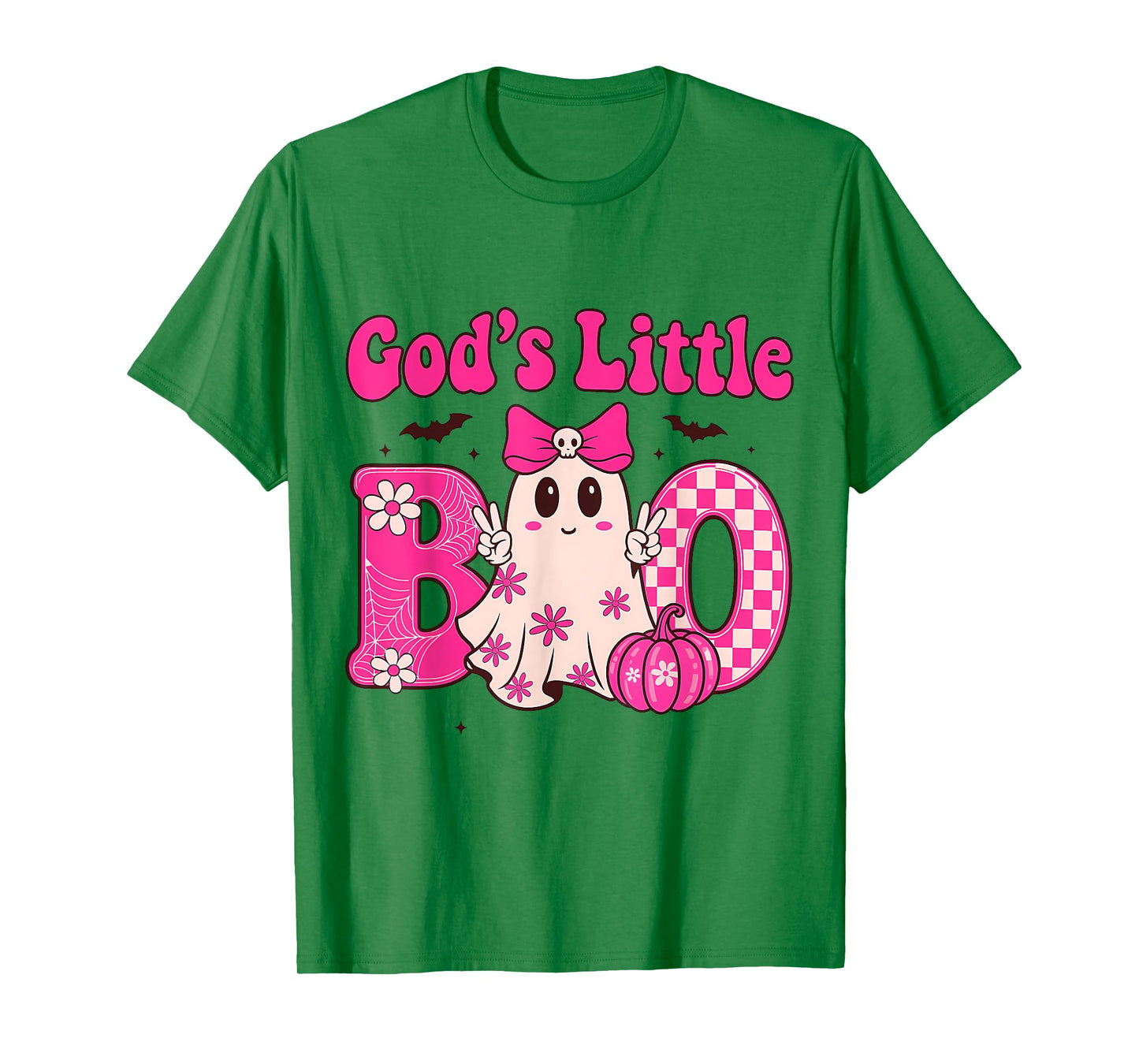 Gods Little Boo Halloween Toddler Girl Kid Ghost Bow Pumpkin T-Shirt