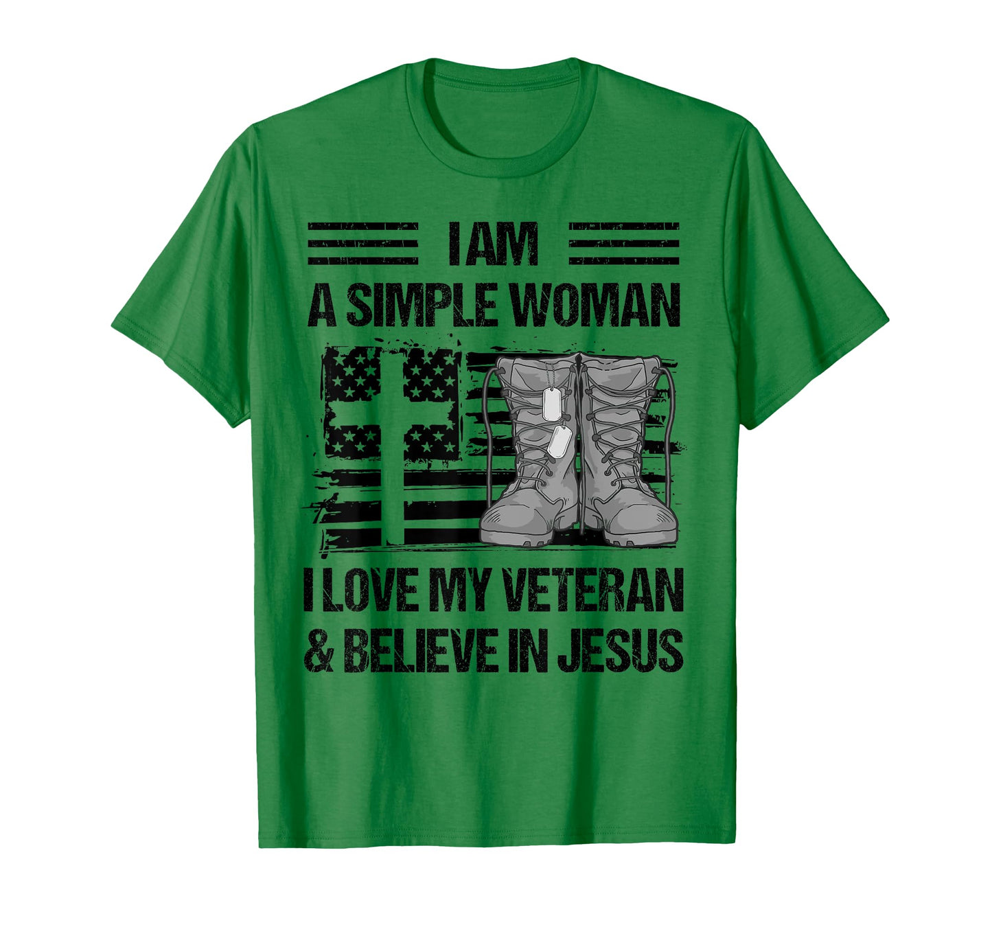 I Am A Simple Woman I Love My Veteran And Believe In Jesus T-Shirt