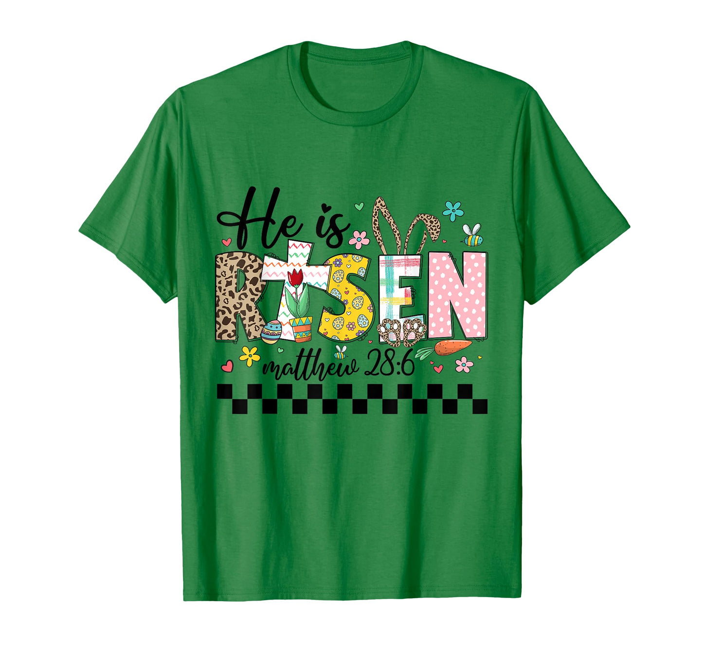 He Is Risen Christian Easter Rabbit Happy Easter Women Girls T-Shirt