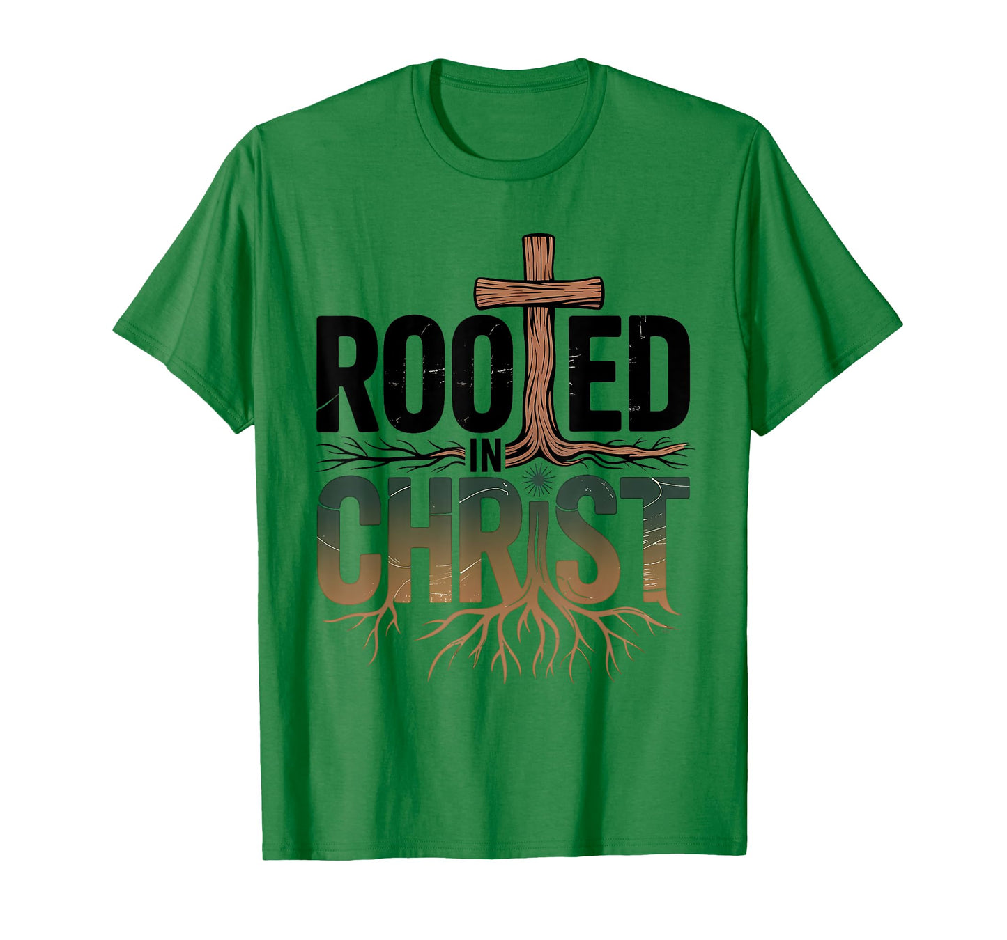 Rooted in Christ Christian Faith Jesus Cross T-Shirt