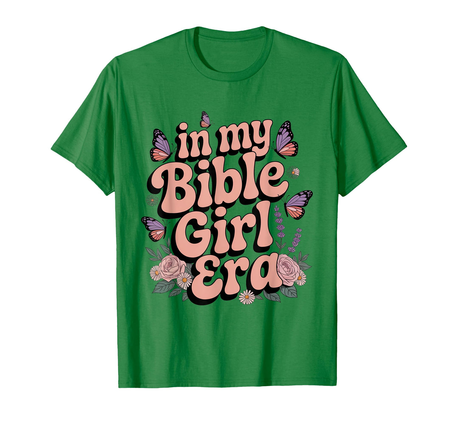 Bible Girl Era Retro Faith Butterfly Floral Aesthetic T-Shirt