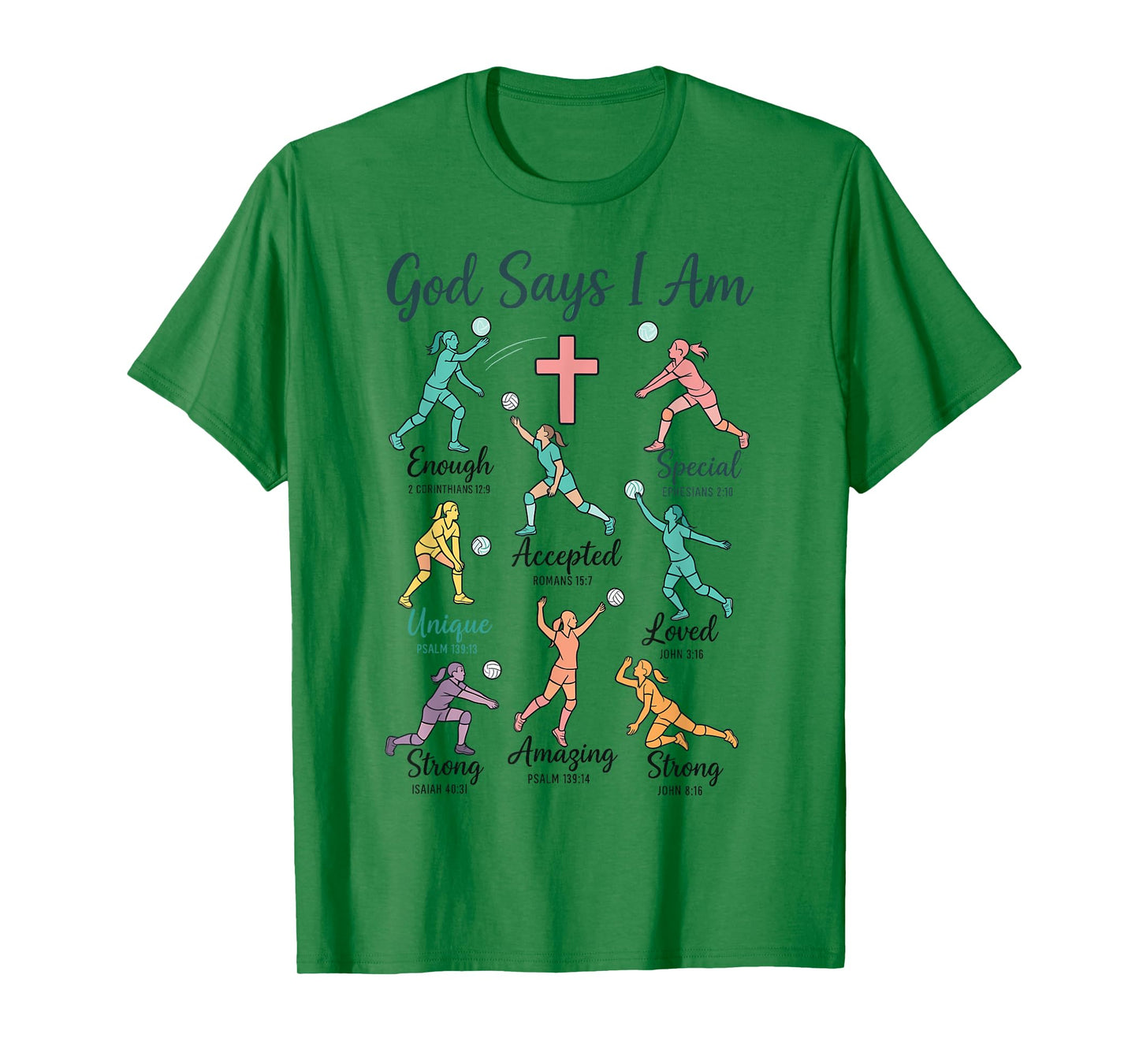 God Says I Am Volleyball t Shirt Teen Girls Christian Christ T-Shirt