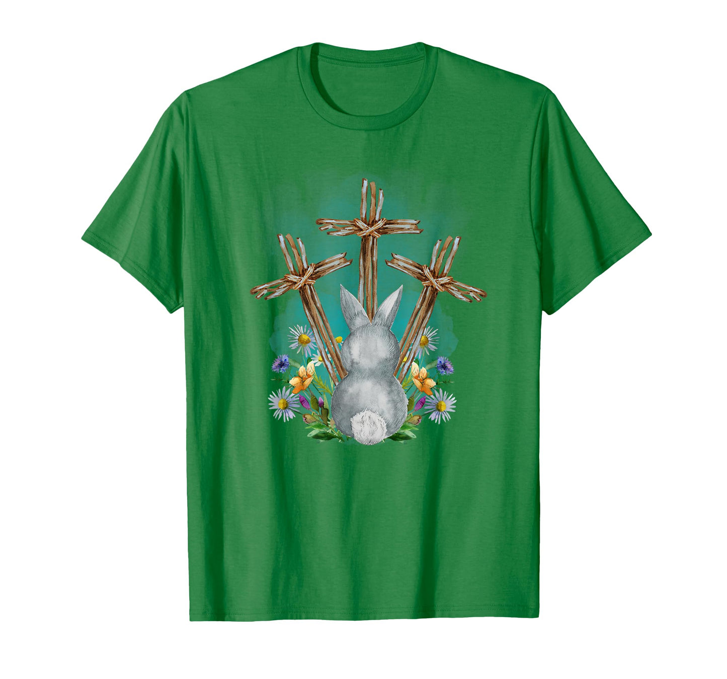 Easter Bunny with Trio Crosses Inspirational Christian Faith T-Shirt