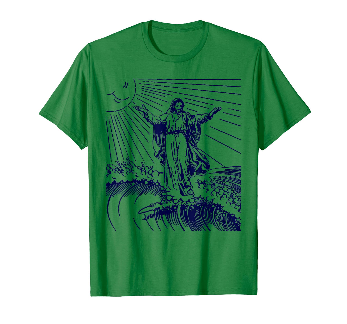 Funny Surfing Jesus On Top of Big Wave God Riding Surfboard T-Shirt