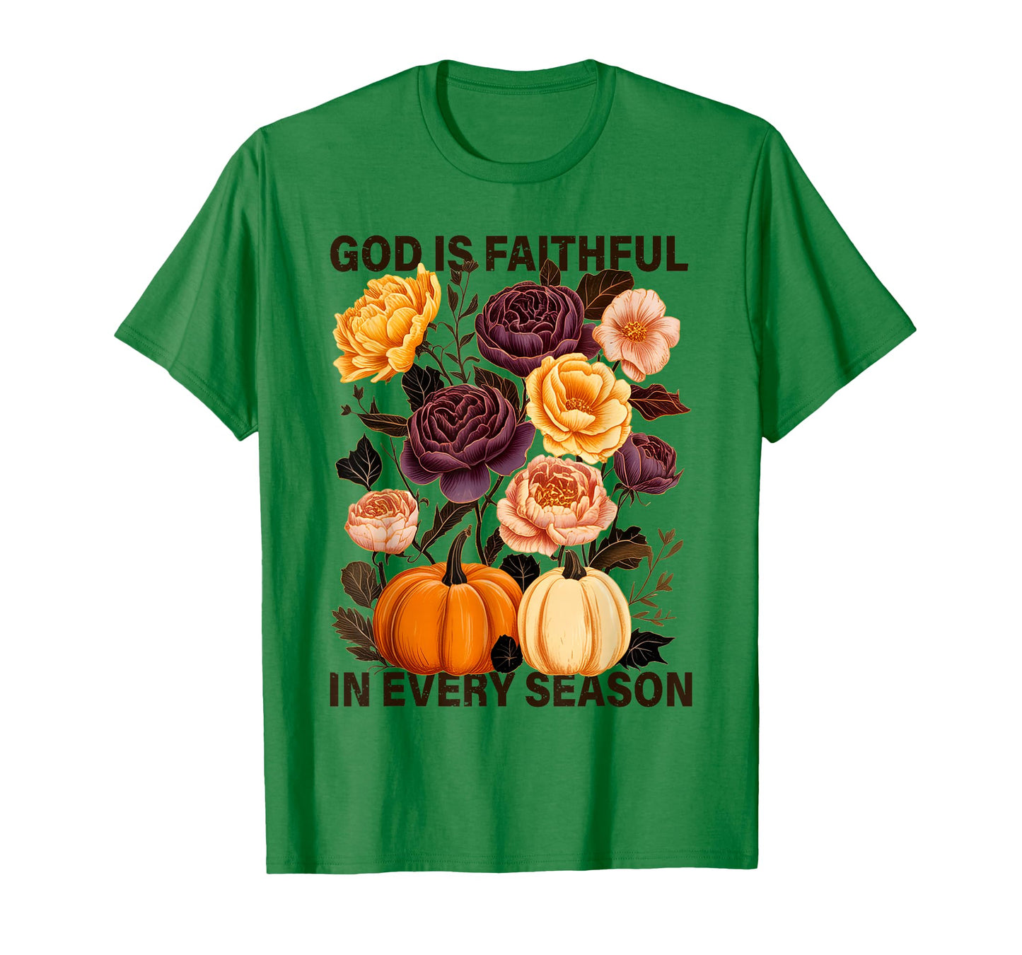God is Faithful in Every Season Christian Fall Boho Floral T-Shirt