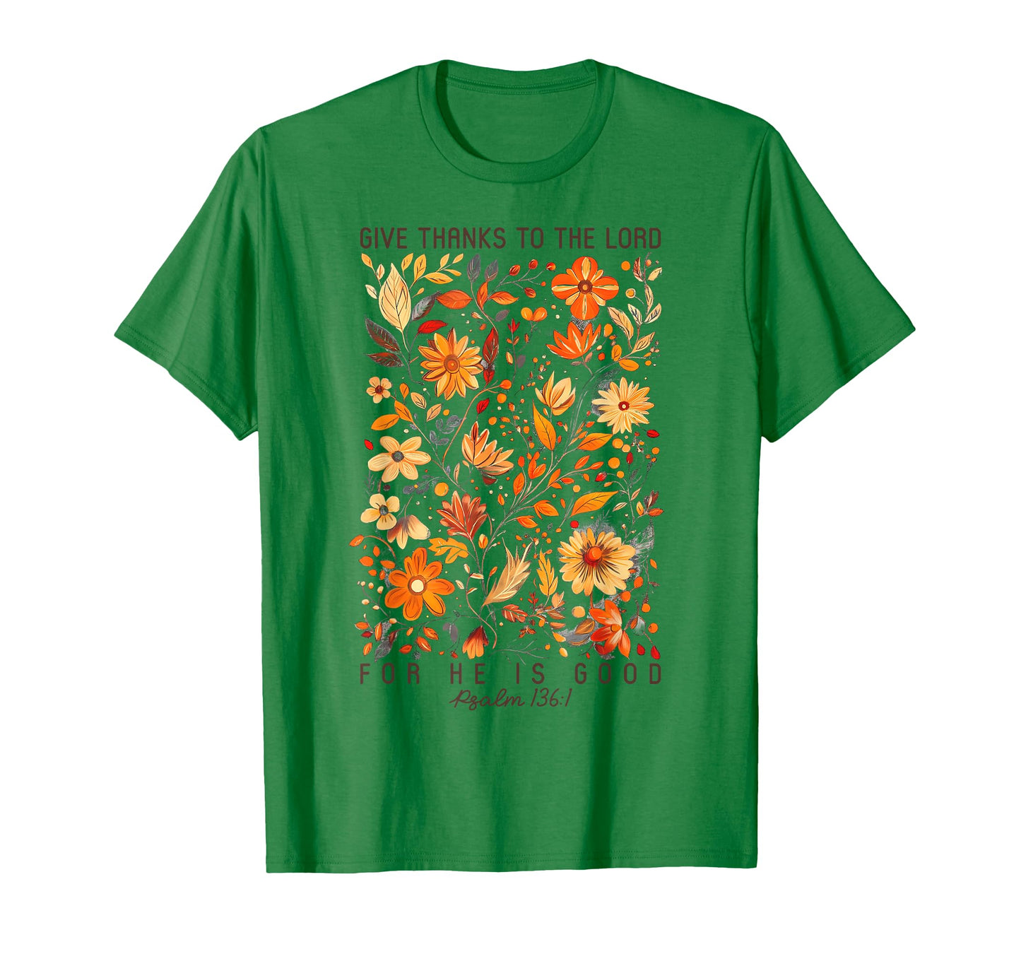 Give Thanks To The Lord Boho Flower Thanksgiving Autumn Fall T-Shirt