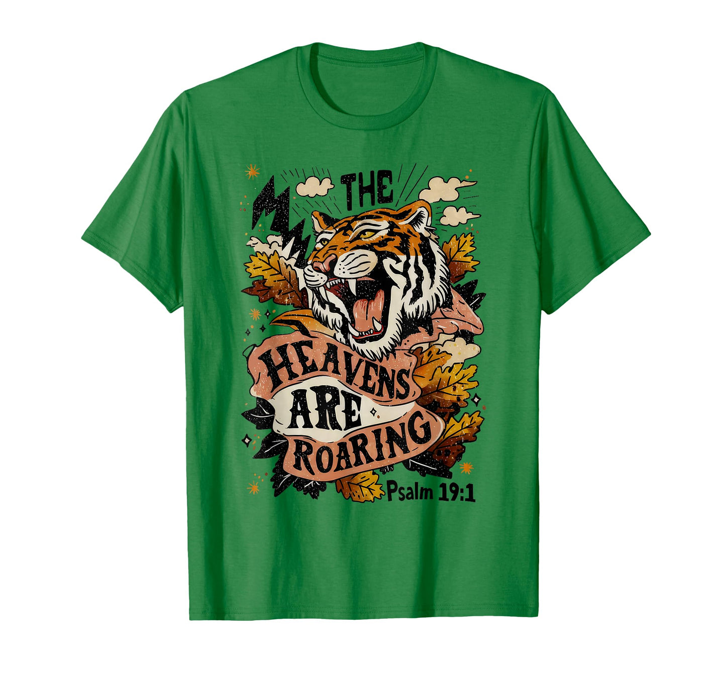 Vintage The Heavens Are Roaring Tiger Psalm 19:1 Christian T-Shirt