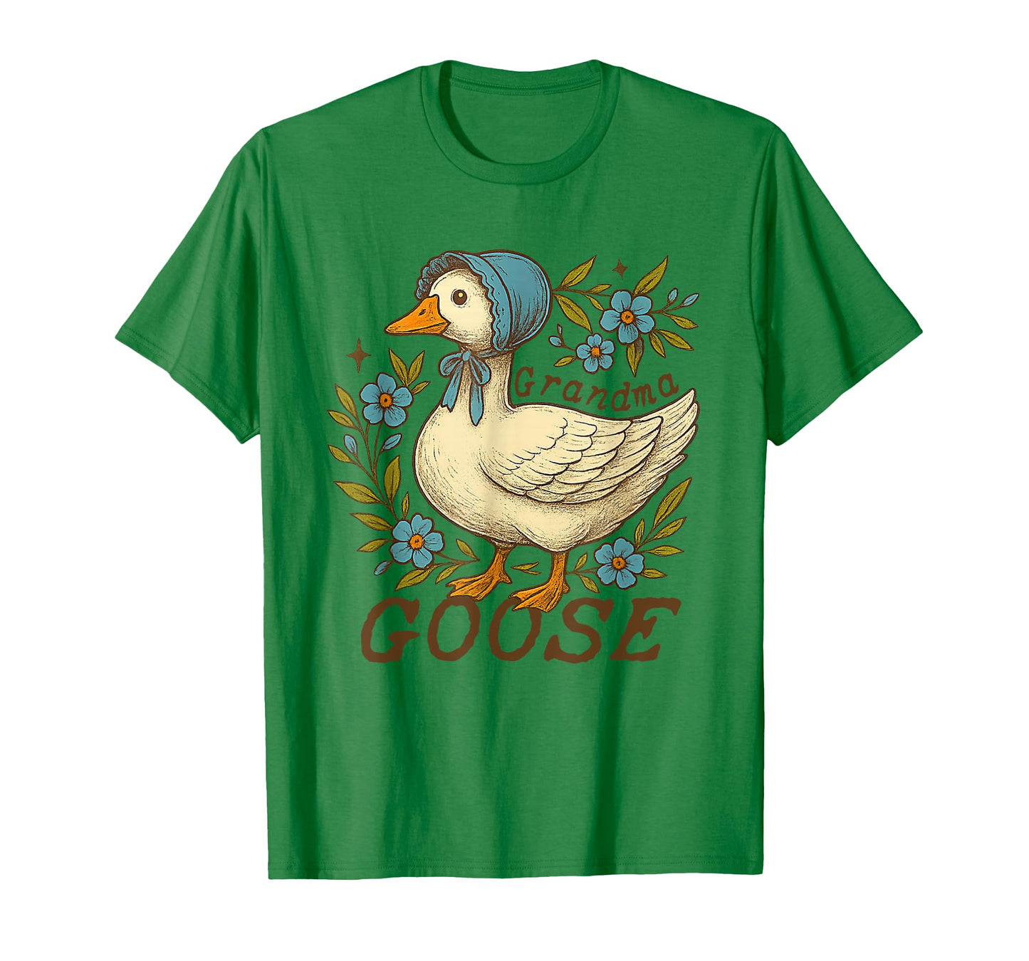 Floral Grandma Goose Cute Silly Goose Mother's Day Womens T-Shirt