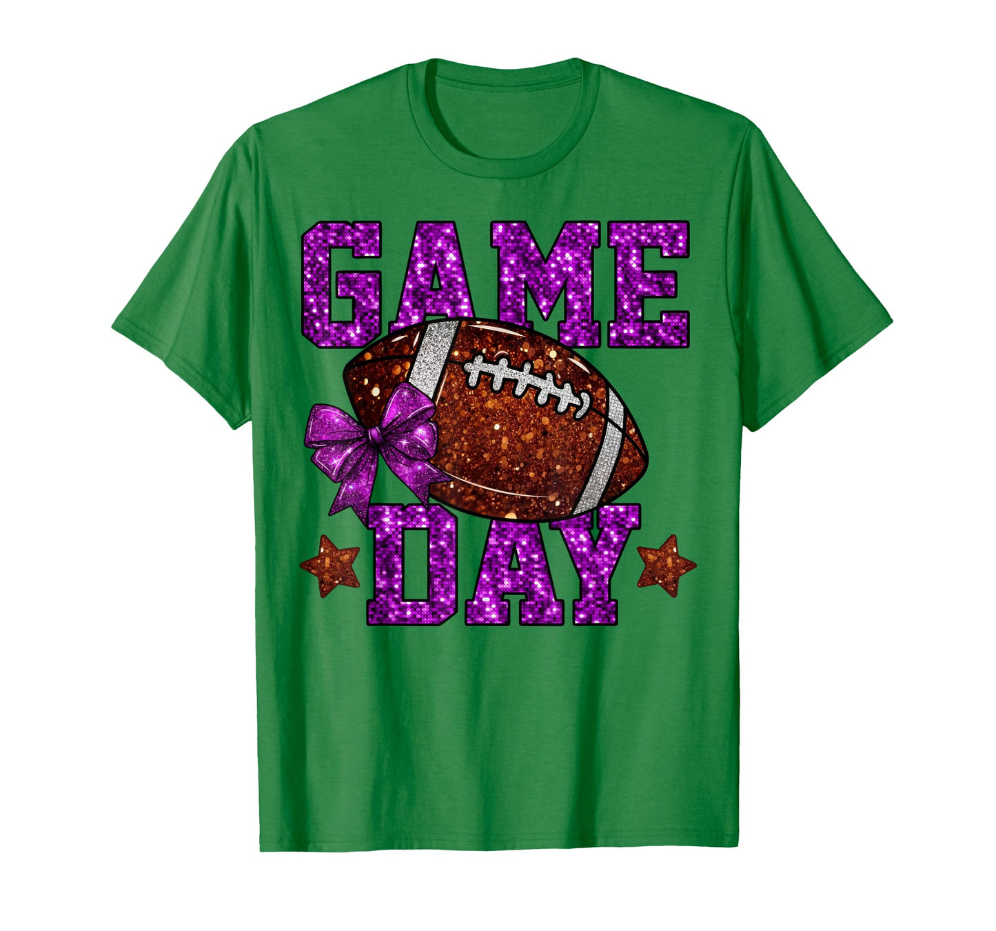 Game Day Football Season Football Mama Purple Bow Cheer Girl T-Shirt