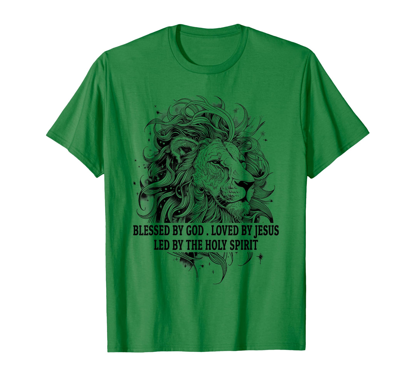 Blessed by God Loved by Jesus Religious Christian Lion Gift T-Shirt