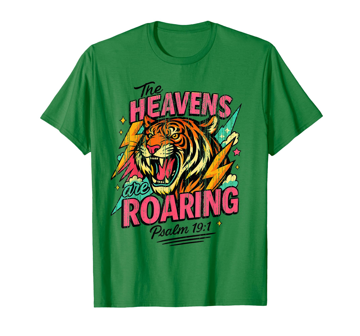 The Heavens are Roaring Psalm 19:1 Tiger Christian Faith T-Shirt
