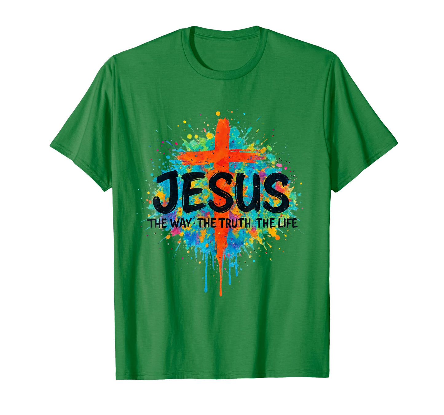 Jesus The WayTruth Life Colorful with Christian Cross T-Shirt