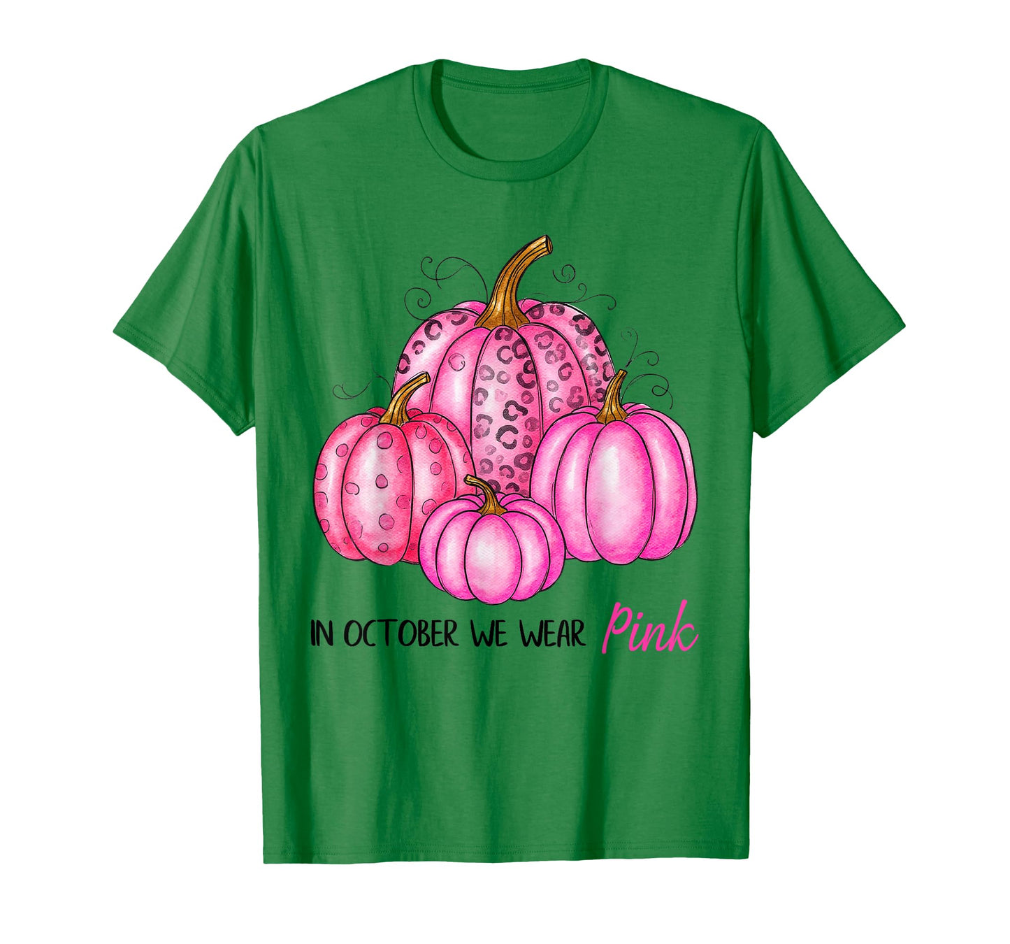 Bow Tie Pumpkin in October We Wear Pink Ribbon Breast Cancer T-Shirt