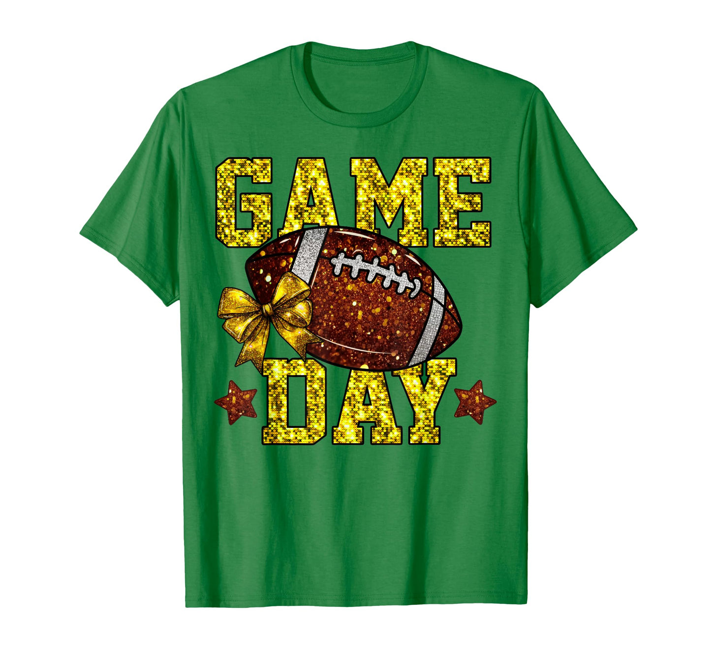 Game Day Football Season Football Mama Gold Bow Cheer Girls T-Shirt