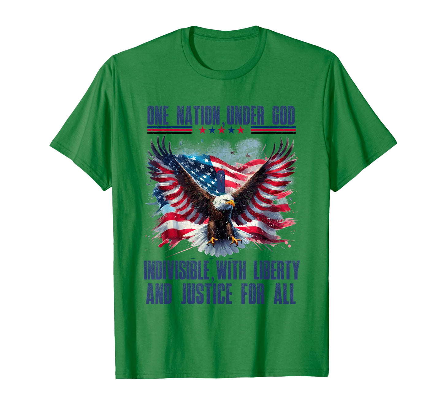 One Nation Under God Liberty Justice For All Eagle Flag USA T-Shirt