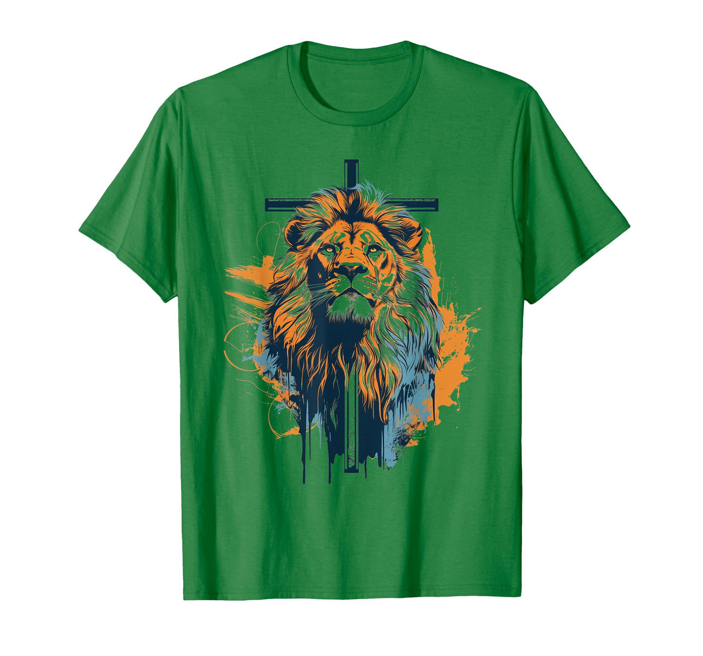 Christian Cross Lion of Judah Religious Faith Jesus T-Shirt