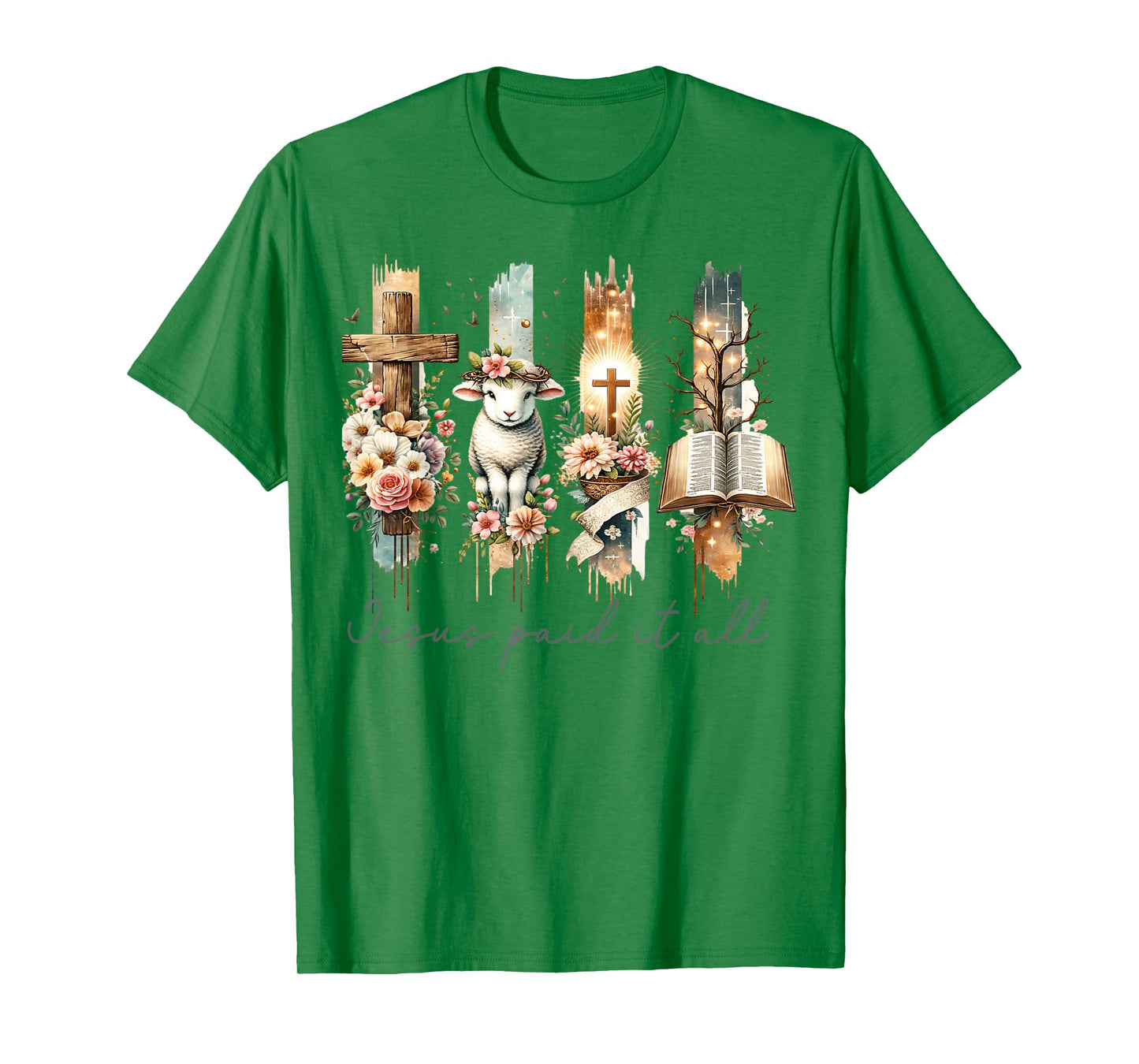 Vintage Religious Easter Jesus Paid It All Lamb Risen Cross T-Shirt