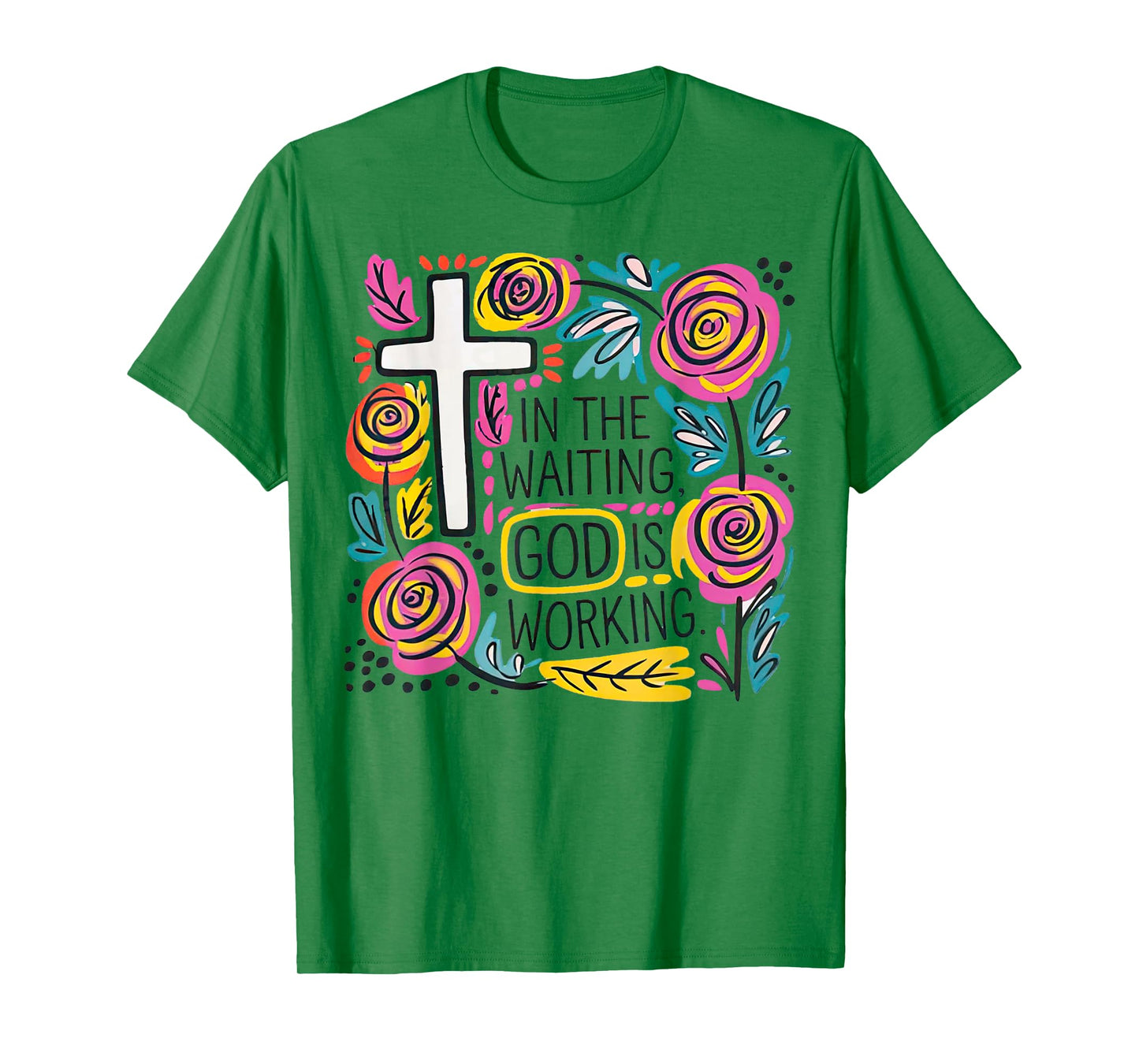 Boho Foral Christian In the Waiting God is Working T-Shirt