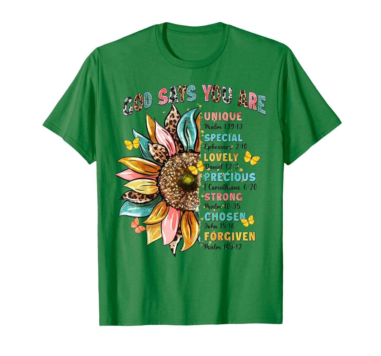 God Says You Are Unique Special Lovely Precious Flower Cross T-Shirt