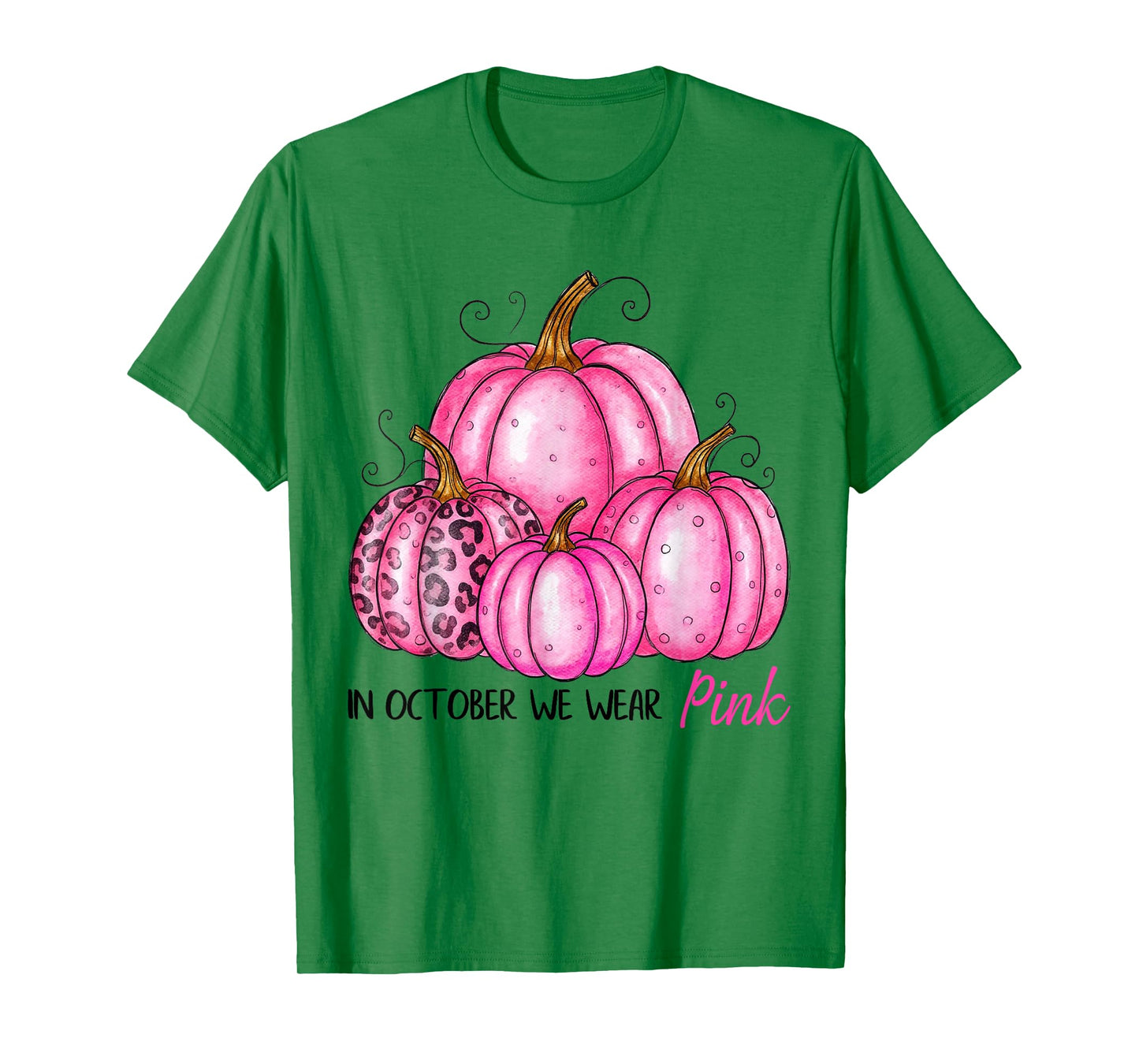 Bow Tie Pumpkin in October We Wear Pink Ribbon Breast Cancer T-Shirt