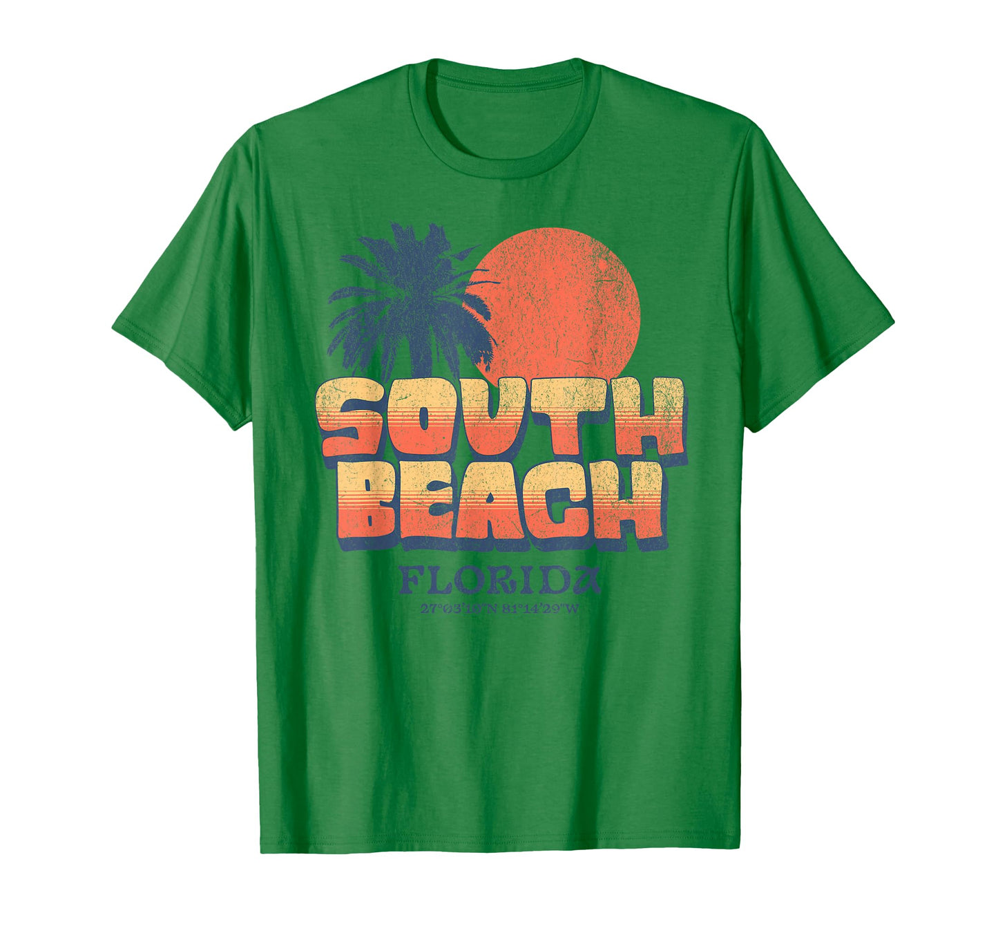 South Beach Miami Florida Retro Sunset Palm Tree Vintage T-Shirt