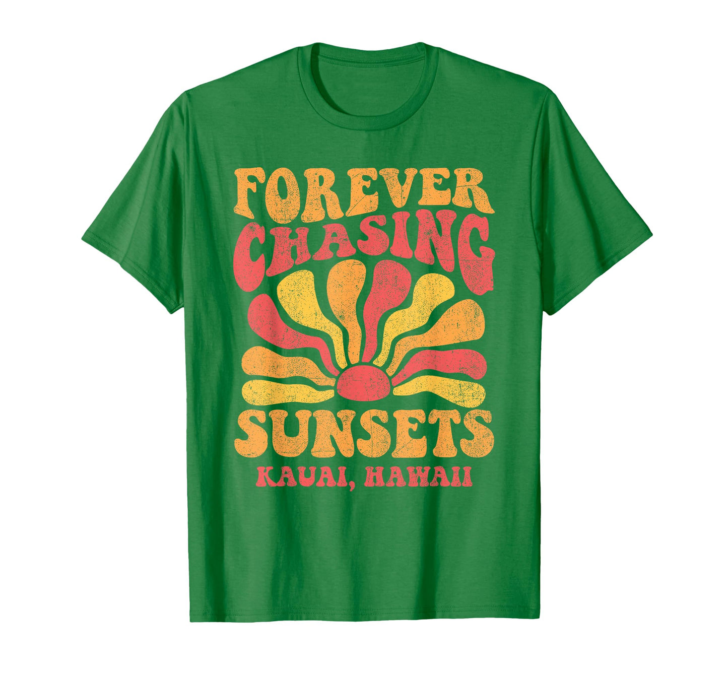 Forever Chasing Sunsets Kauai Beach Hawaii 70s Retro T-Shirt