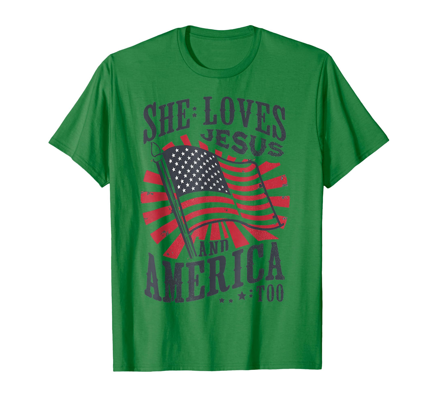 She Loves Jesus And America Too USA Flag 4th of july T-Shirt