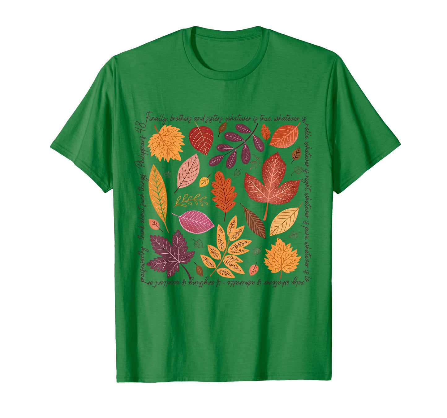 Fall Leaves Christian Thanksgiving Bible Verse Faith Based T-Shirt
