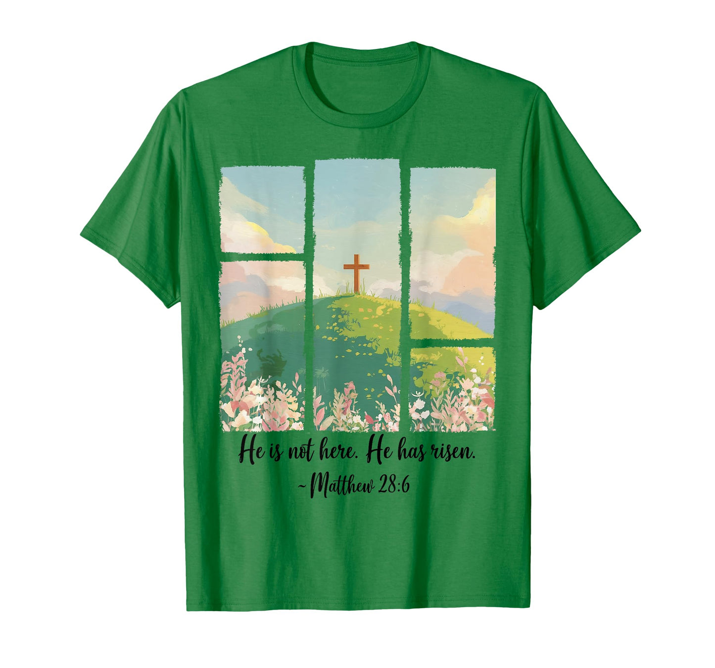 Christian Easter Men Women Kids Jesus Cross He Is Risen T-Shirt