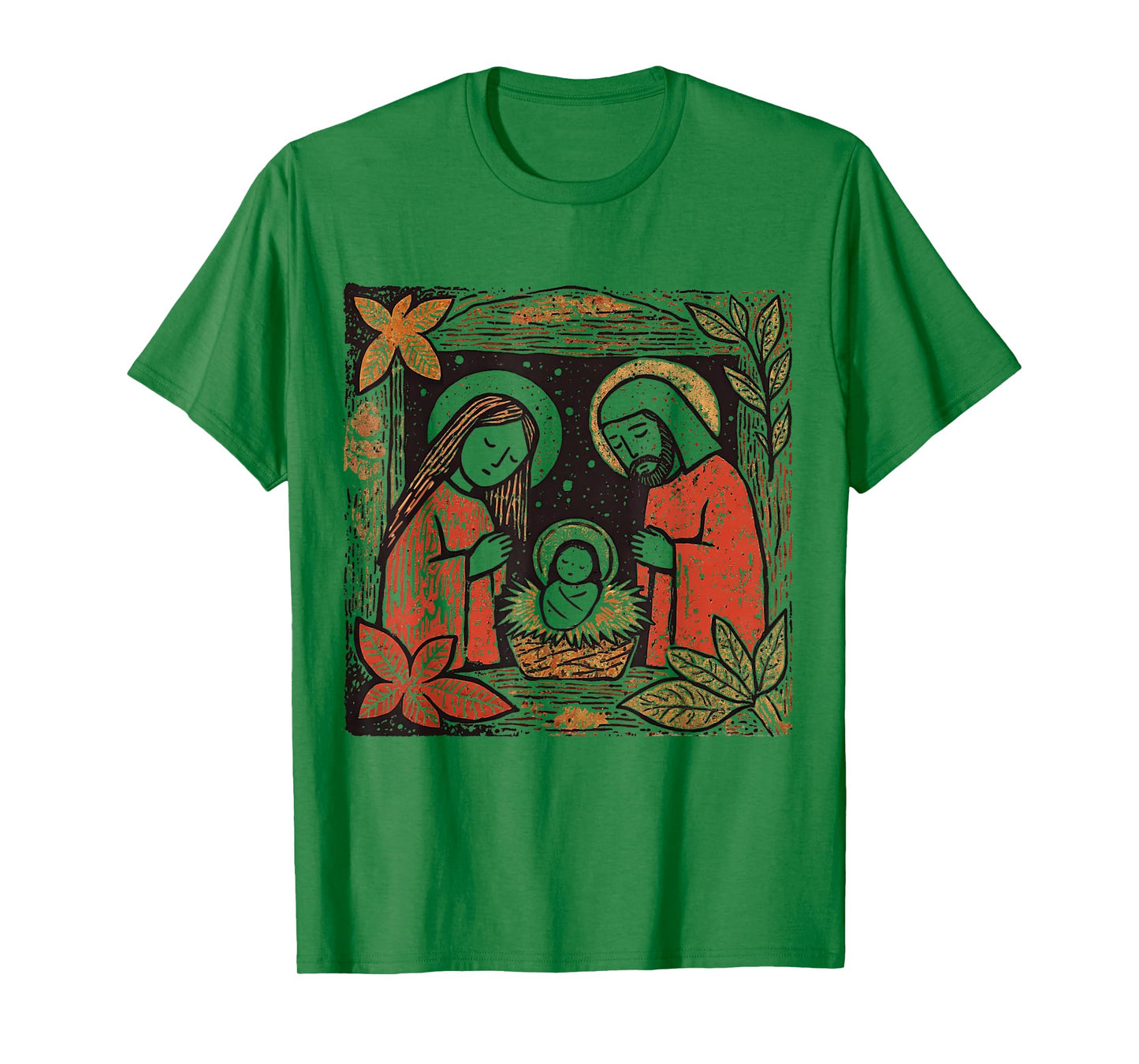 Jesus Christmas Boho Floral Nativity Scene Christian Women T-Shirt