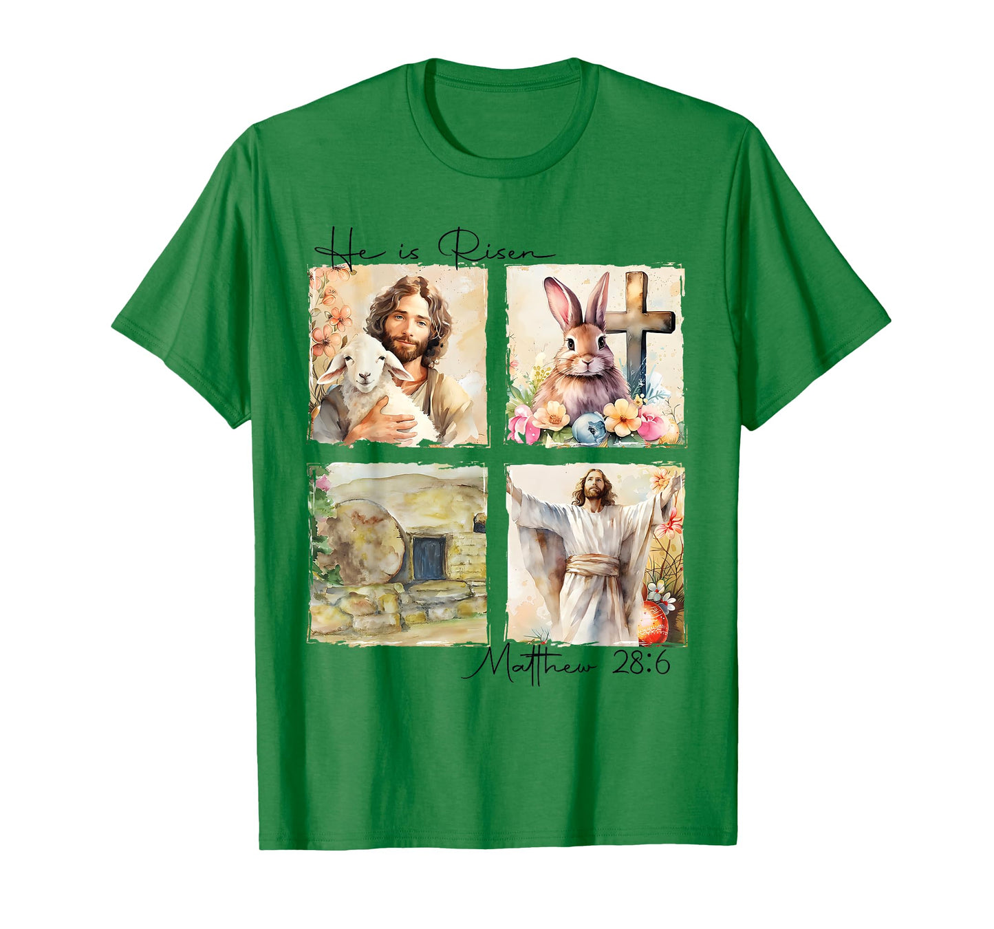 He is Risen Jesus Christian Happy Easter Women Kids Girls T-Shirt