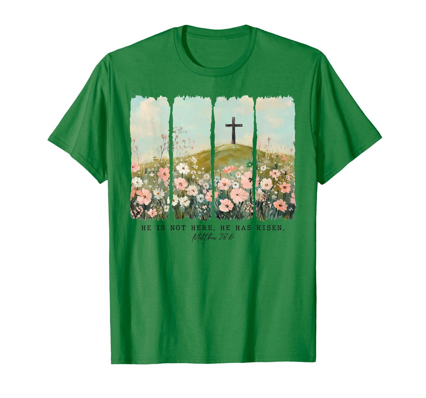 He Is Risen Christian Wildflower Happy Easter Women Girls T-Shirt