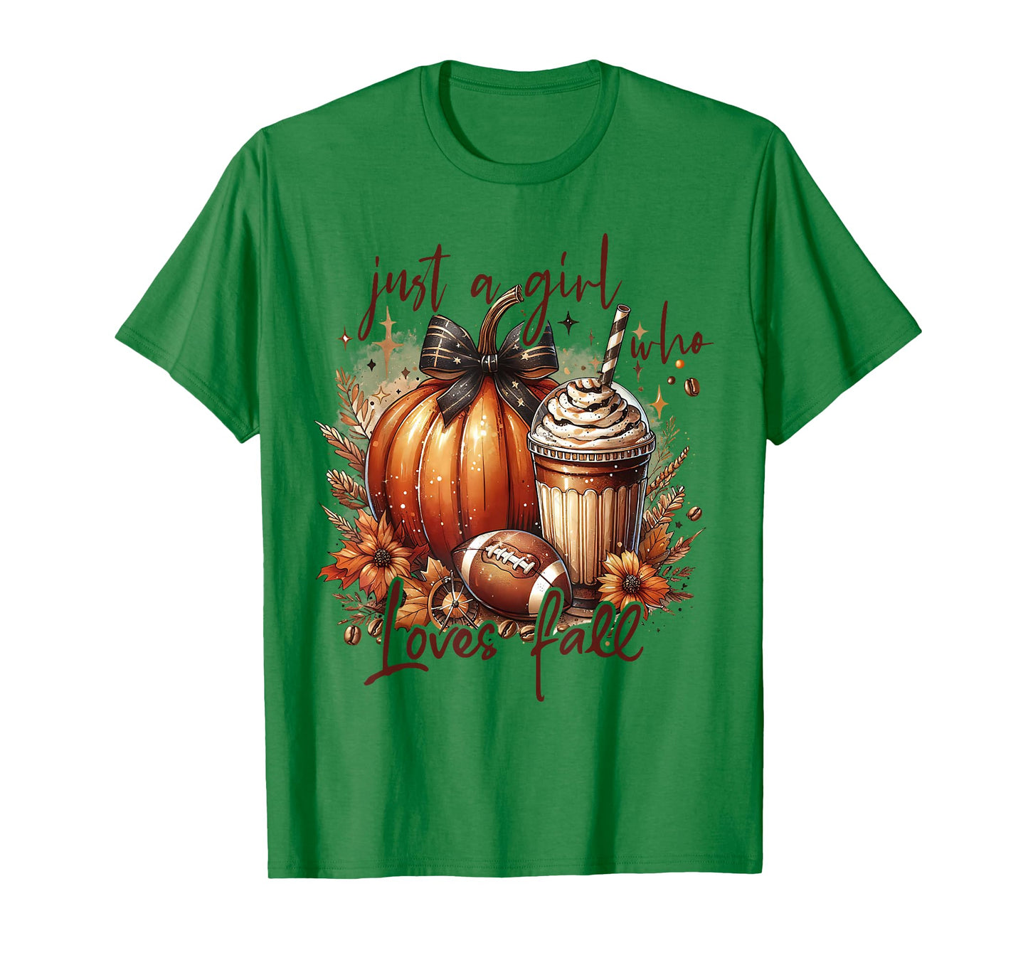 Just A Girl Who Loves Fall Pumpkin Football Cozy Autumn T-Shirt