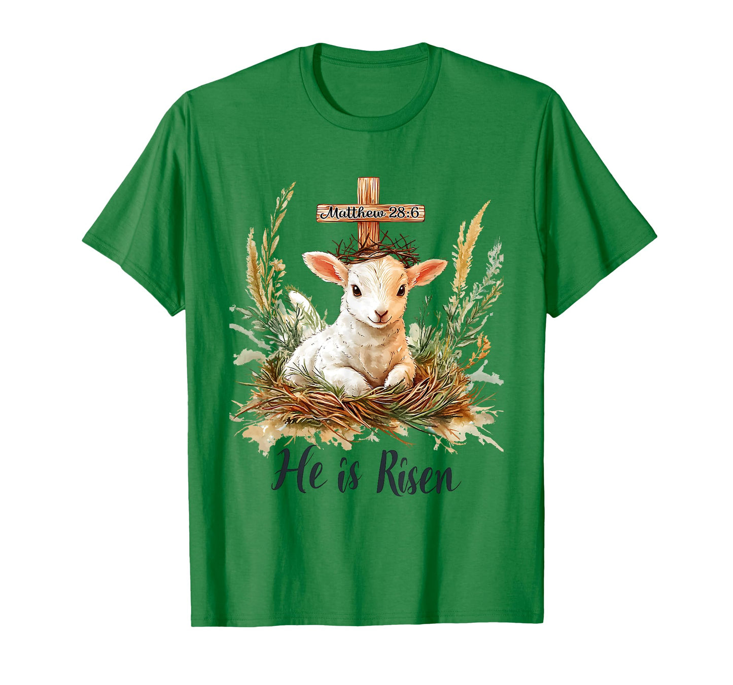 He Is Risen Lamb Matthew 28:6 Christian Jesus Bible Verses T-Shirt