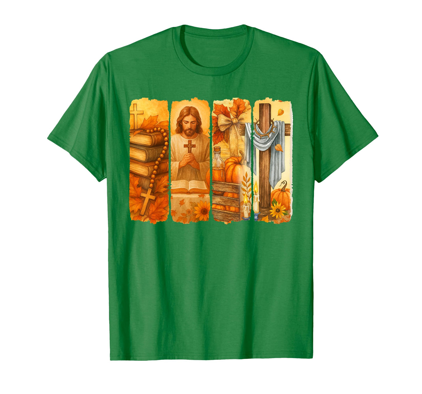 Fall Vibes Cozy Season Jesus Christian Faith Brushstroke T-Shirt