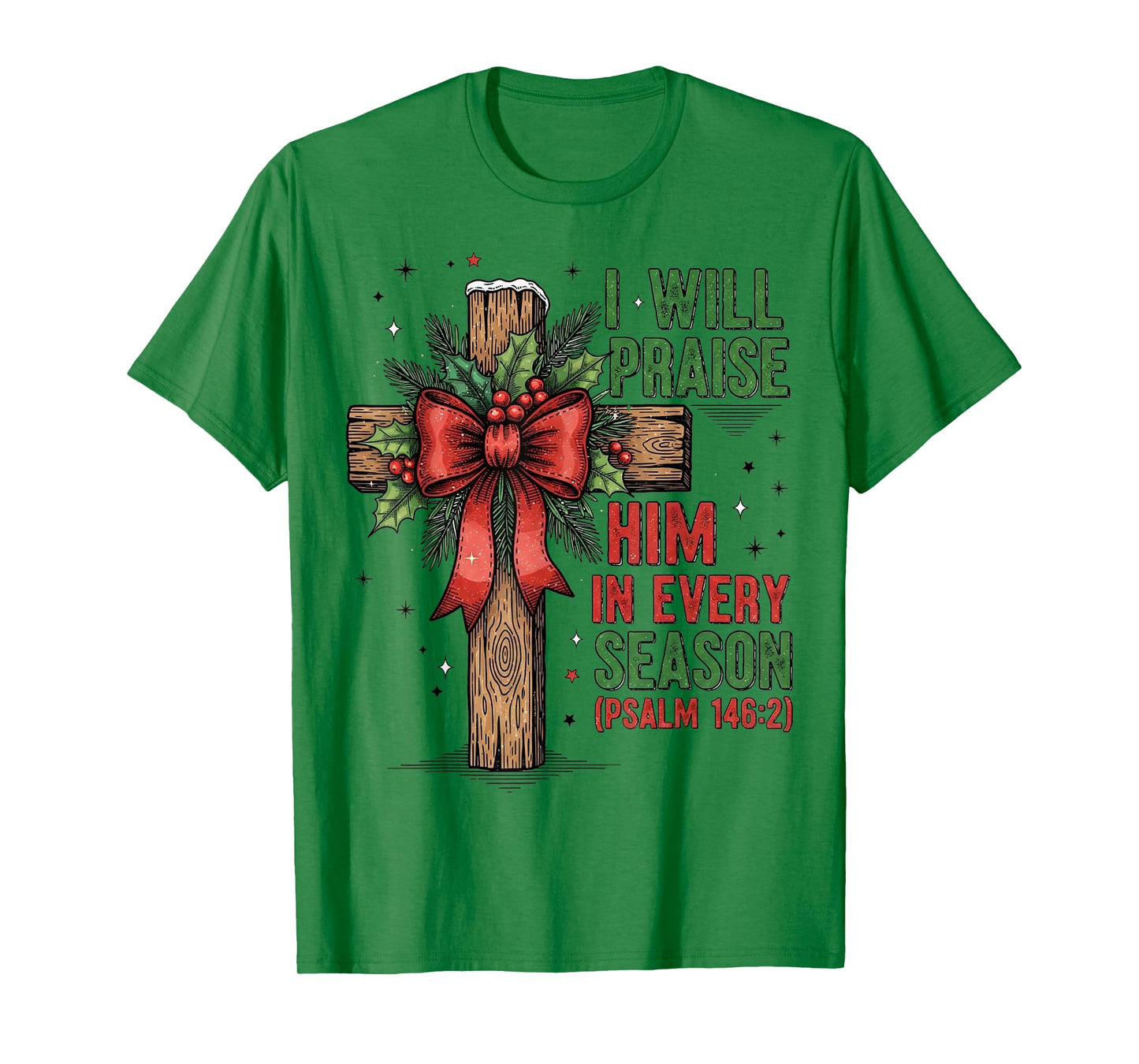 Jesus Christmas Cross Retro Bible Verse Faith Holiday T-Shirt