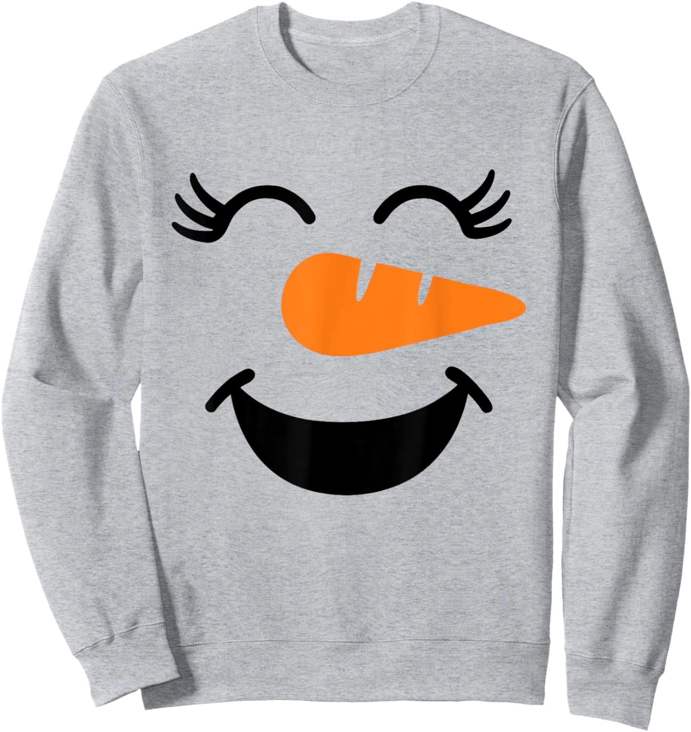 Snowman Girl Face Funny Christmas Family Matching Christmas Sweatshirt - Sweatshirt | Ash